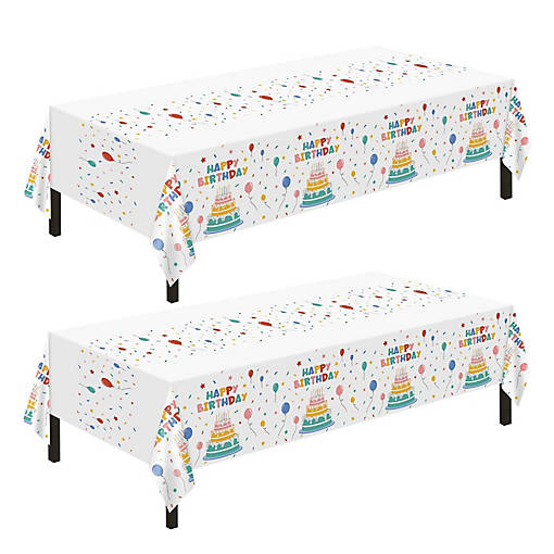 2 PCS Disposable Rectangular Tablecloths, Waterproof Plastic Tablecloths for Birthday Parties