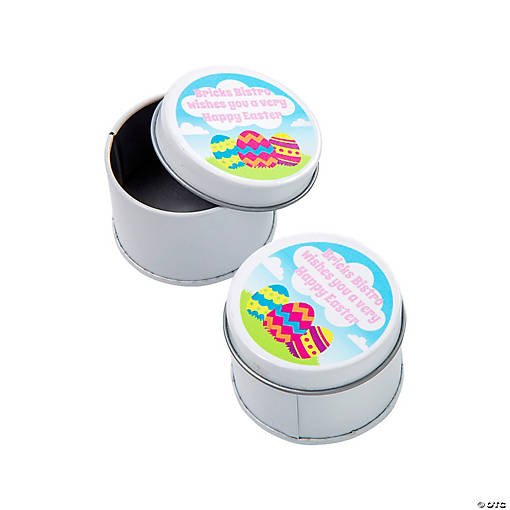 2" Personalized Easter Round Favor Containers - 24 Pc.