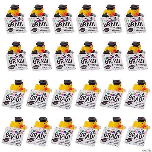2" Personalized Elementary Graduation Rubber Ducks with Card - 24 Pc.