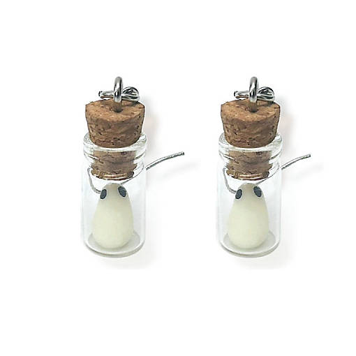 2 Pk Glow Cute Ghost in Bottle Earrings