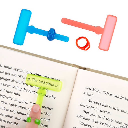 2" Reading Highlighter Tool Solid Color Plastic Finger Rings - 24 Pc.