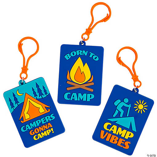 2" x 2 3/4" Camp-Themed Plastic Backpack Clips - 12 Pc.