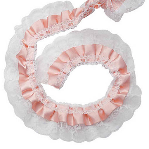 2" x 50 Yards Blush Ruffled Lace Trim