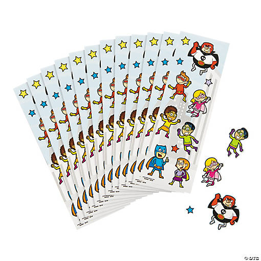 2" x 6" Bulk 24 Pc. Assorted Superhero Paper Sticker Sheets