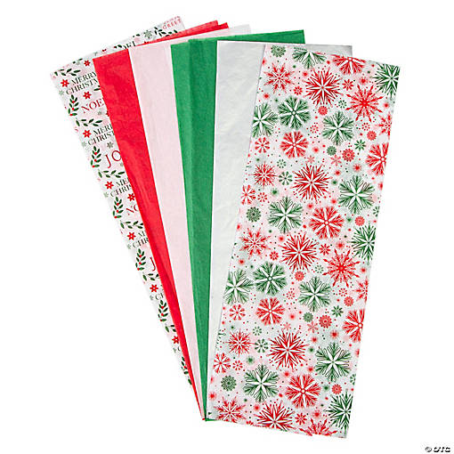 20" Bulk 50 Pc. Christmas Pattern Multicolor Tissue Paper Squares
