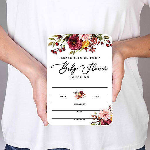 20 Fall Marsala Baby Shower Invitations