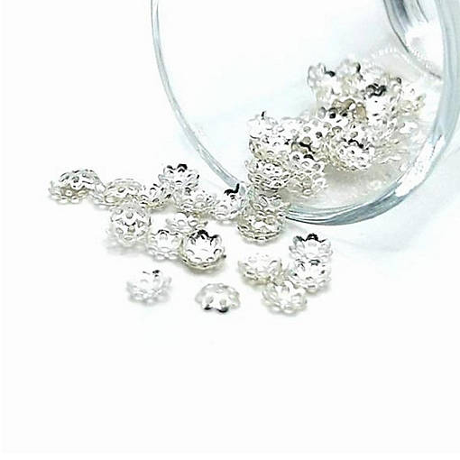 20 Pcs 6mm Iron Silver Bead Caps
