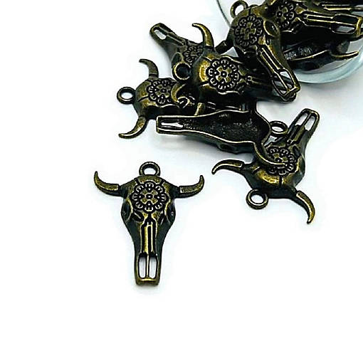 20 Pcs Bronze Cattle Steer Skull Charms