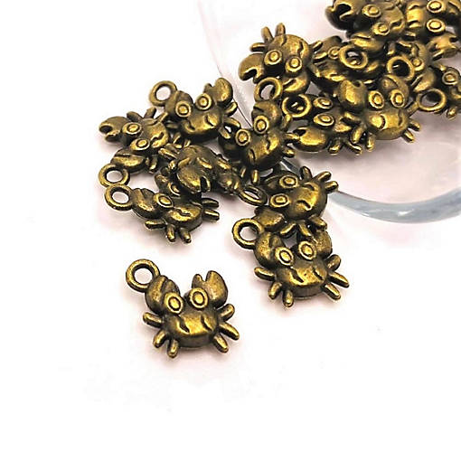 20 Pcs Bronze Tiny Crab 3D Charms