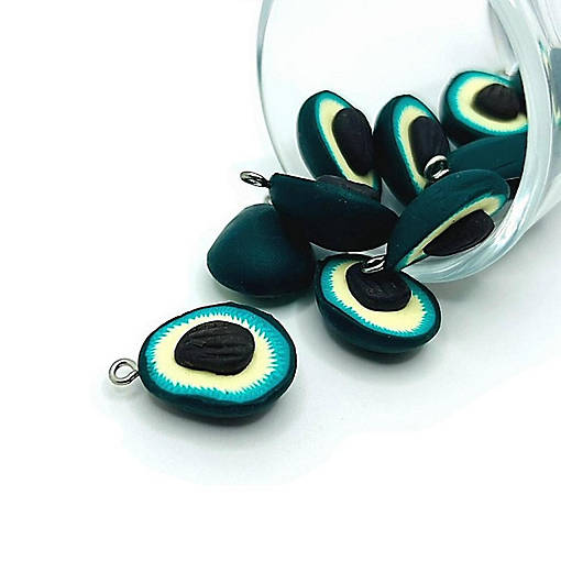 20 Pcs Clay Avocado Half 3D Charms