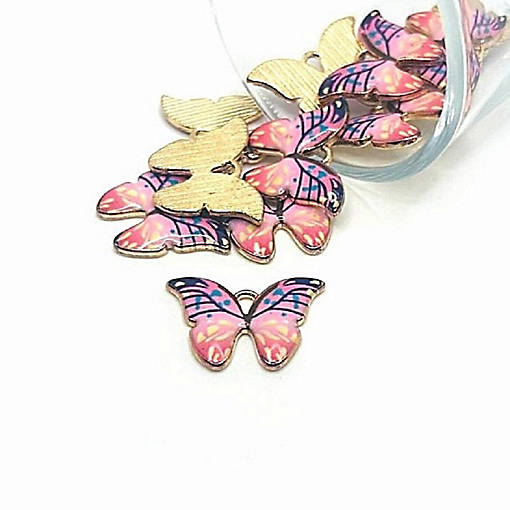 20 Pcs Pink Butterfly Charms