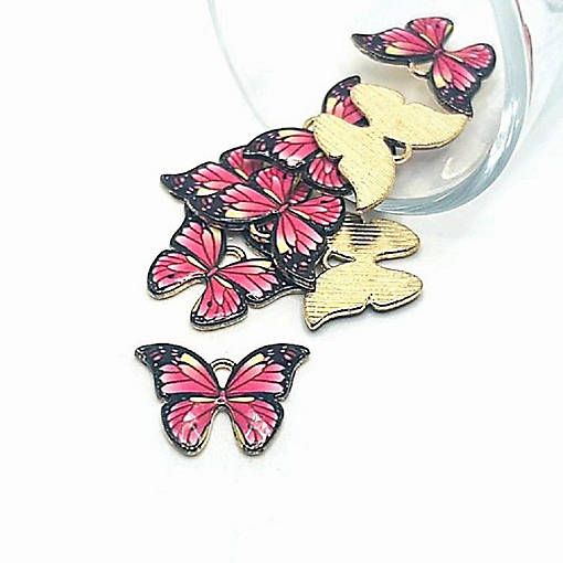 20 Pcs Pink Butterfly Charms