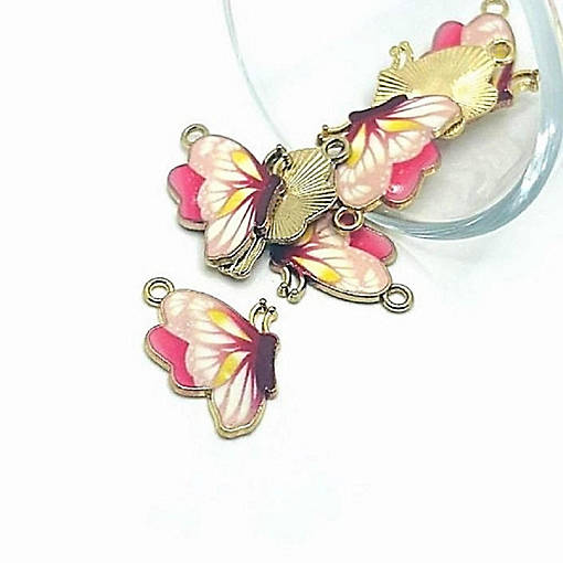 20 Pcs Pink Butterfly Charms