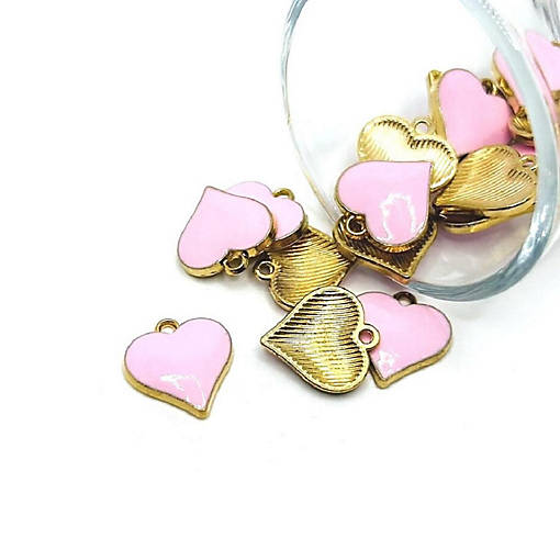 20 Pcs Pink Heart Charms