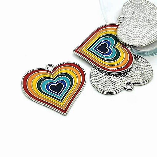 20 Pcs Rainbow Heart Charms