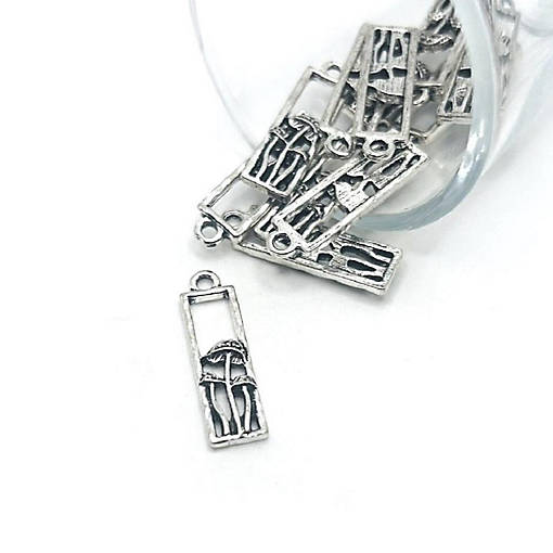 20 Pcs Rectangle Silver Mushroom Charms