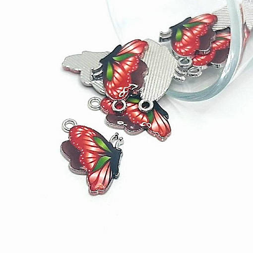 20 Pcs Red Butterfly Charms