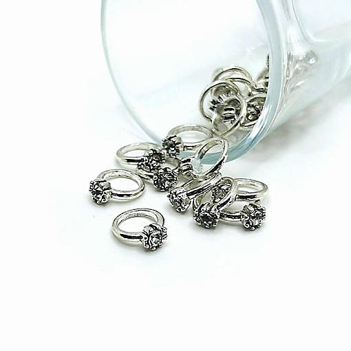 20 Pcs Rhinestone Engagement Ring Charms