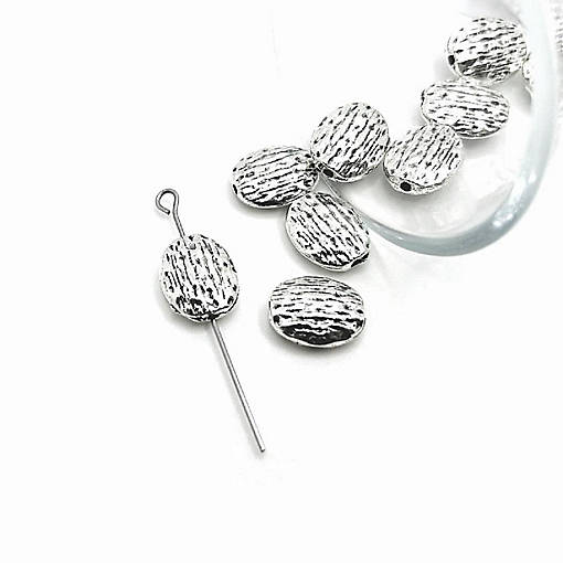 20 Pcs Rough Oval Silver Spacer Beads