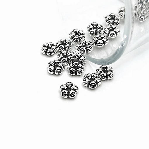 20 Pcs Round Flower Spacer Charm Beads