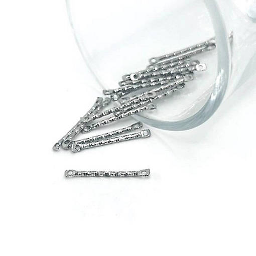20 Pcs Silver 17x2mm Bar Connectors