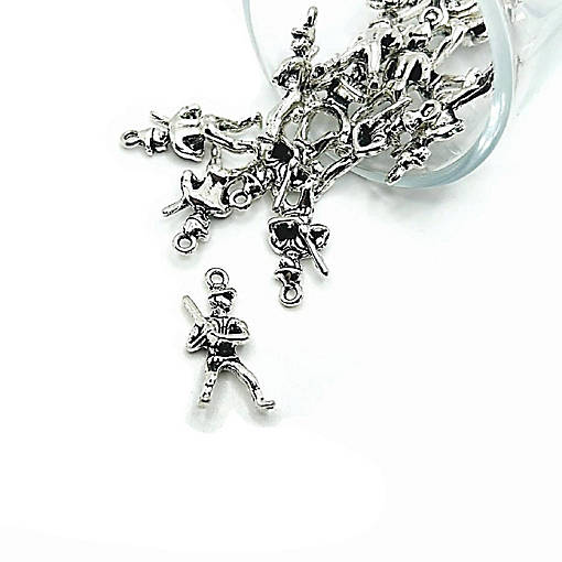 20 Pcs Silver Baseball Player 3D Charms