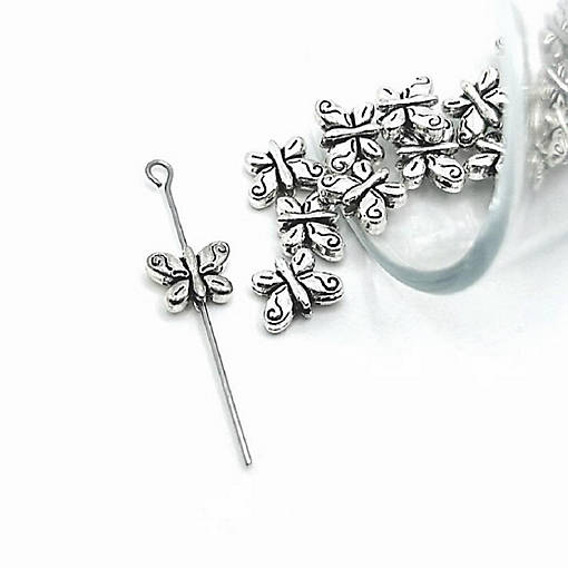 20 Pcs Silver Butterfly Beads