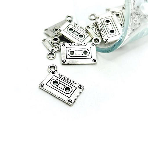 20 Pcs Silver Cassette 3D Charms