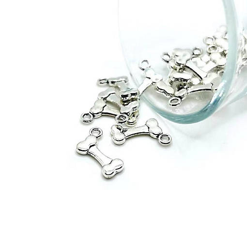 20 Pcs Silver Dog Bone 3D Charms