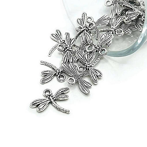 20 Pcs Silver Dragonfly Charms