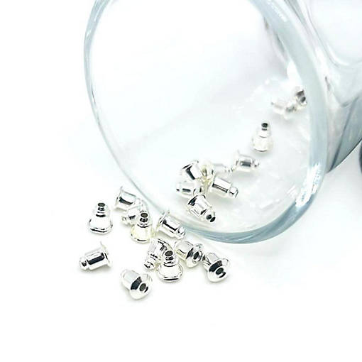 20 Pcs Silver Earring Back Stoppers