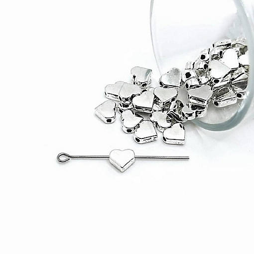 20 Pcs Silver Heart Spacer Charm Beads