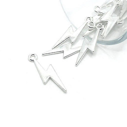 20 Pcs Silver Lightning Bolt Charms