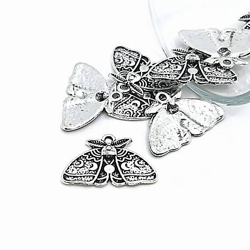 20 Pcs Silver Lunar Moth Charms
