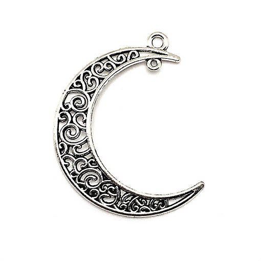 20 Pcs Silver Moon Double Hoop Charms