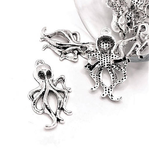 20 Pcs Silver Octopus Kraken Charms