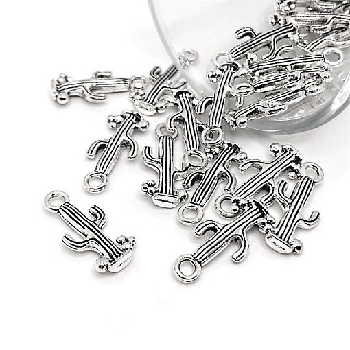 20 Pcs Silver Saguaro Cactus Charms