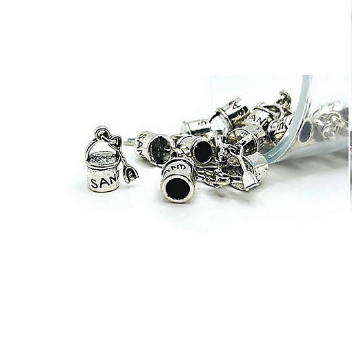 20 Pcs Silver Sand Pail 3D Charms