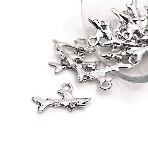 20 Pcs Silver Shark 3D Charms