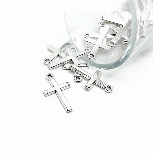20 Pcs Silver Simple Cross Charms