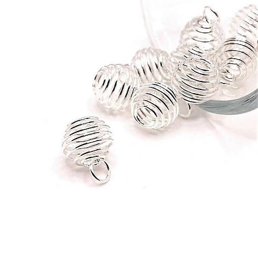20 Pcs Silver Spiral Lantern Bead Cages