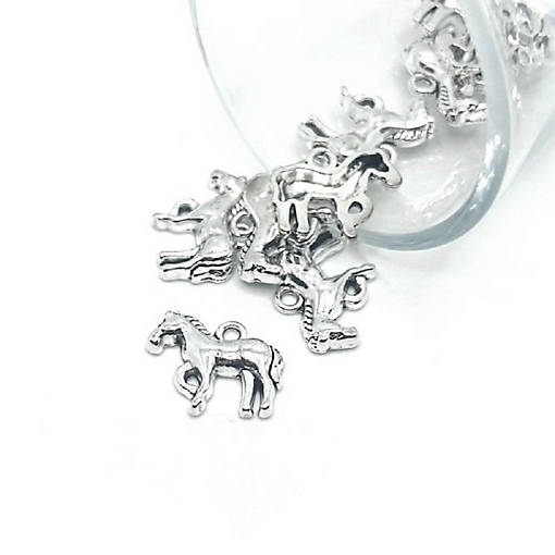 20 Pcs Silver Standing Horse Charms