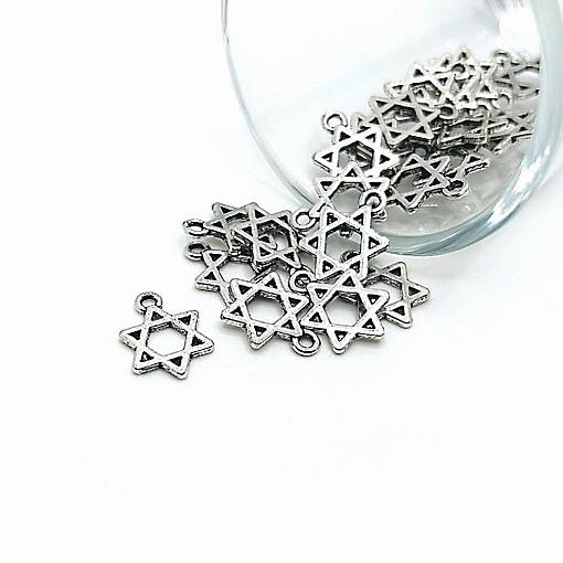 20 Pcs Silver Star of David Charms
