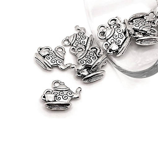 20 Pcs Silver Teapot Charms