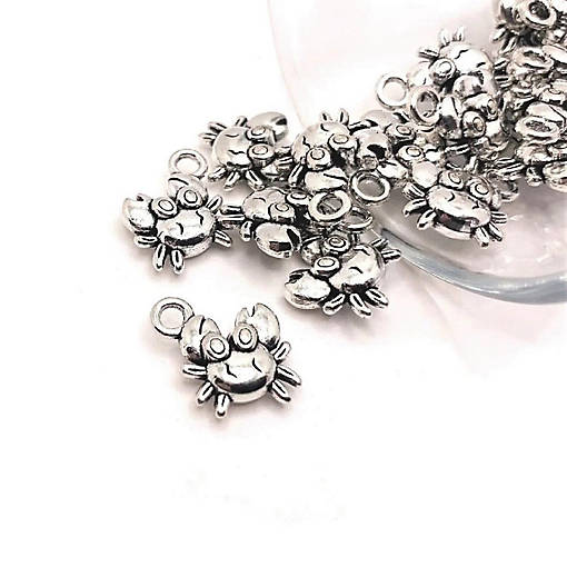 20 Pcs Silver Tiny Crab 3D Charms