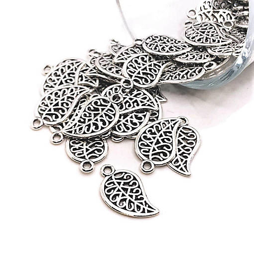 20 Pcs Small Scrolled Silver Leaf Charms