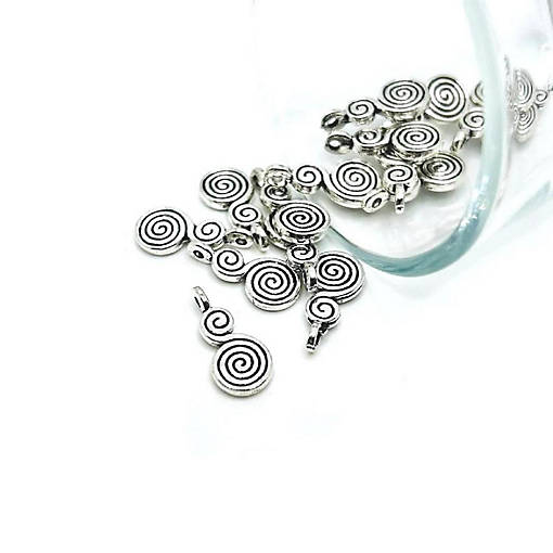 20 Pcs Small Silver Double Spiral Charms