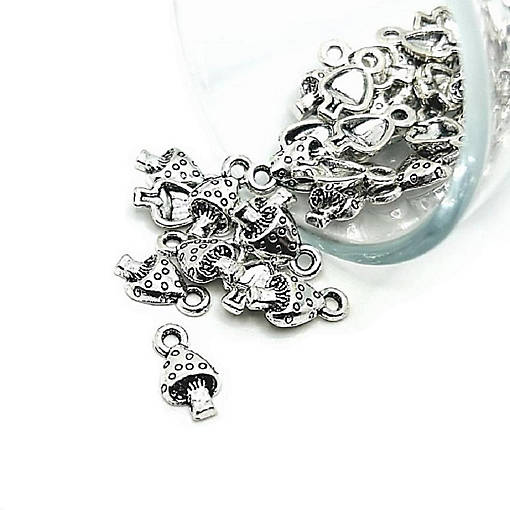 20 Pcs Small Silver Mushroom Charm