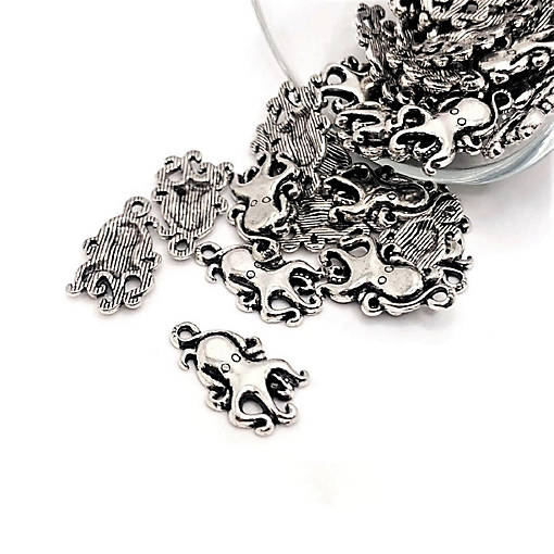 20 Pcs Small Silver Octopus Charms