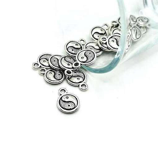20 Pcs Small Silver Yin Yang Charms
